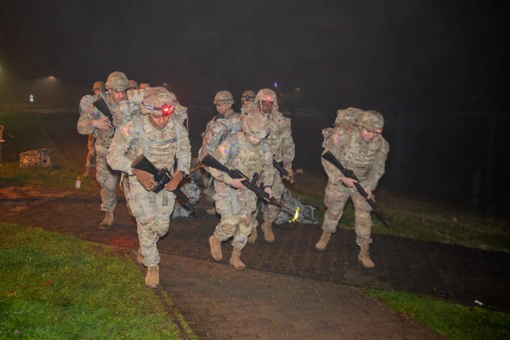 U.S. Army soldiers assigned to Landstuhl Regional Medical Center participate in a best leader assessment in Landstuhl, Germany, on Nov. 6, 2024. The rigorous competition evaluates each soldier’s skills in tactical casualty care, combat fitness, and medical knowledge under high-stress conditions. Designed to identify top leaders, the assessment challenges participants’ readiness, resilience, and expertise in key areas essential to supporting U.S. and allied forces. (DoD photo by Travis Jones)