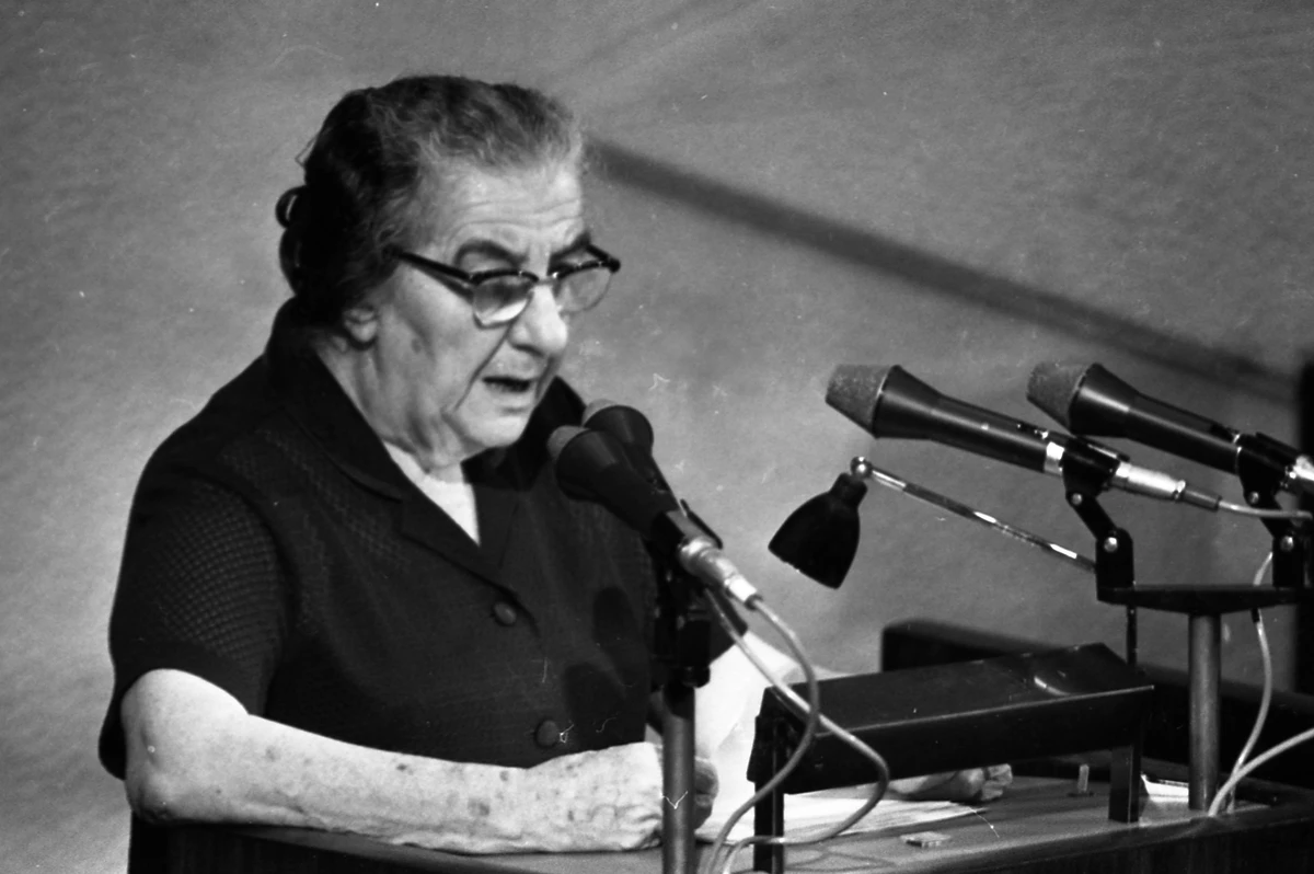 Prime Minister Golda Meir addressing the Knesset in Jerusalem